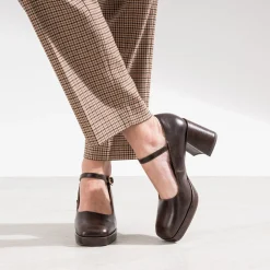 Babies à talon marron à plateforme