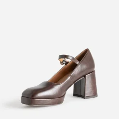 Babies à talon marron à plateforme