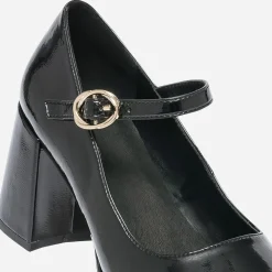 Babies à talon noir verni à plateforme