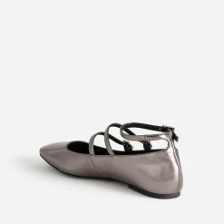 Babies gris foncé métallisé à triple bride