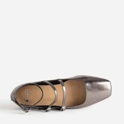 Babies gris foncé métallisé à triple bride