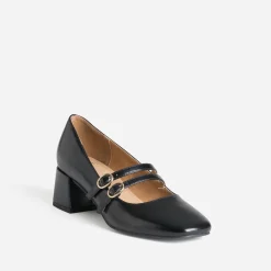 Babies noir double bride à talon