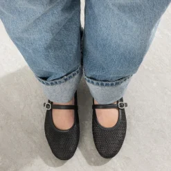 Babies noire résille tressée boucle strass