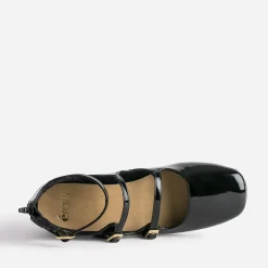 Babies noire vernie à talon triple bride