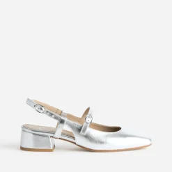 Babies slingback argent en cuir lisse