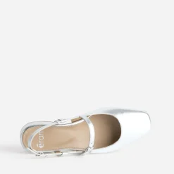 Babies slingback argent en cuir lisse
