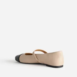 Ballerine beige bout noir à bride