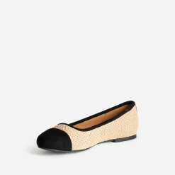 Ballerine beige tressée bout noir