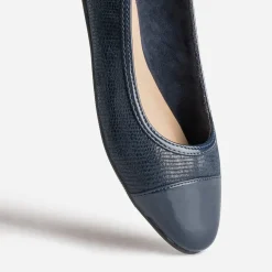 Ballerine marine effet python et verni