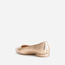 Ballerine rose cuivré métallisé à bout carré