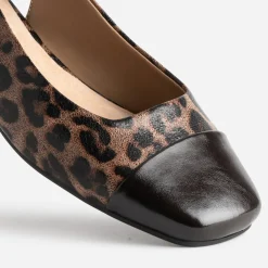 Ballerine slingback marron motif léopard