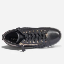 Basket CAPRICE noire en cuir effet python