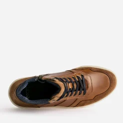 Basket cognac cuir à découpes