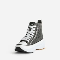 Basket KAPORAL grise denim strassé à plateforme