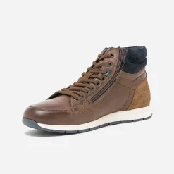 Basket REDSKINS marron en cuir