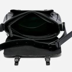 Besace TEXTO noire avec rabat effet léopard