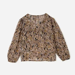 Blouse TEXTO marron à imprimé ethnique floral