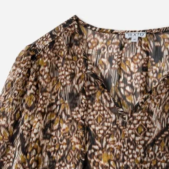 Blouse TEXTO marron à imprimé ethnique floral