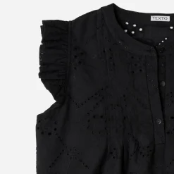 Blouse TEXTO noire broderies anglaises