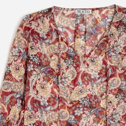 Blouse TEXTO rouge à imprimé cachemire floral