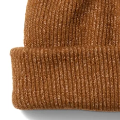 Bonnet camel en maille côtelée à revers