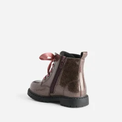 Boots à lacet BUGGY rose pailleté à lacet ruban