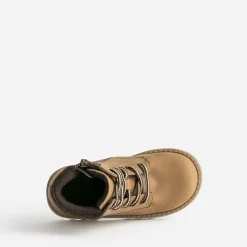 Boots à lacet éco-conçu camel cuir nubuck bord textile marron