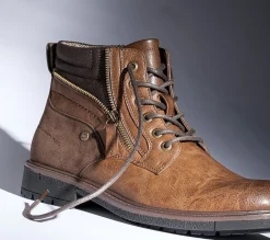 Boots à lacet cognac avec zip