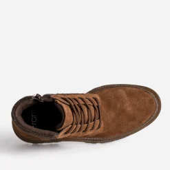 Boots à lacet cognac cuir velours