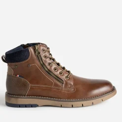Boots à lacet cognac double zip