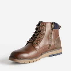 Boots à lacet cognac double zip