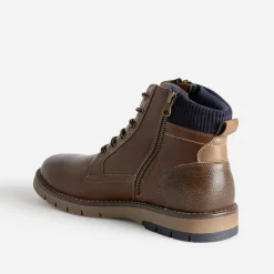 Boots à lacet cognac double zip