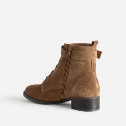 Boots à lacet ERAM FLEX camel cuir velours