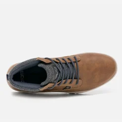 Boots à lacet marron avec col textile