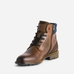 Boots à lacet marron bi-matière