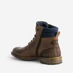 Boots à lacet marron bi-matière