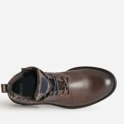 Boots à lacet marron en cuir détails chinés