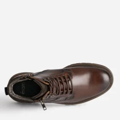 Boots à lacet marron en cuir semelle crantée