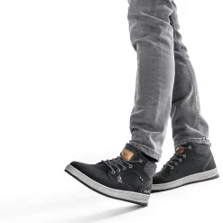 Boots à lacet noir avec col textile