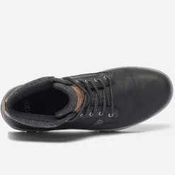 Boots à lacet noir avec col textile