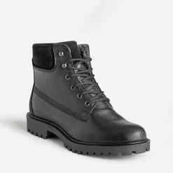 Boots à lacet noir cuir fourré