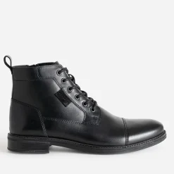 Boots à lacet noir en cuir