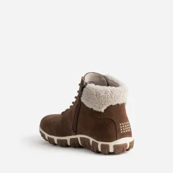 Boots à lacet TBS camel en cuir velours fourré