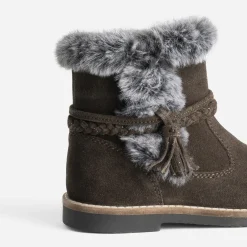 Boots BUGGY marron en cuir velours bord fourré