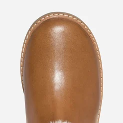 Boots camel en cuir avec empiècement amovible