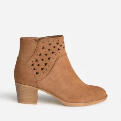 Boots camel suédé détails perforés