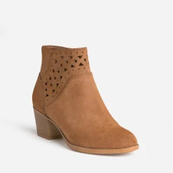 Boots camel suédé détails perforés