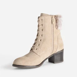 Boots CAPRICE beige cuir velours