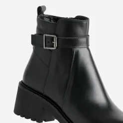 Boots éco-conçu noir cuir à semelle crantée