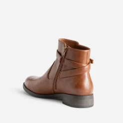 Boots cognac avec bride cheville